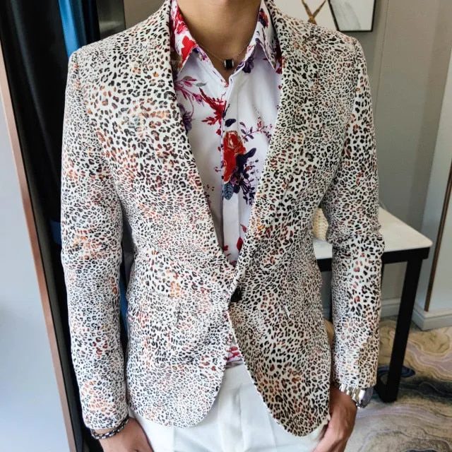 Stylish Leopard Pattern Blazer