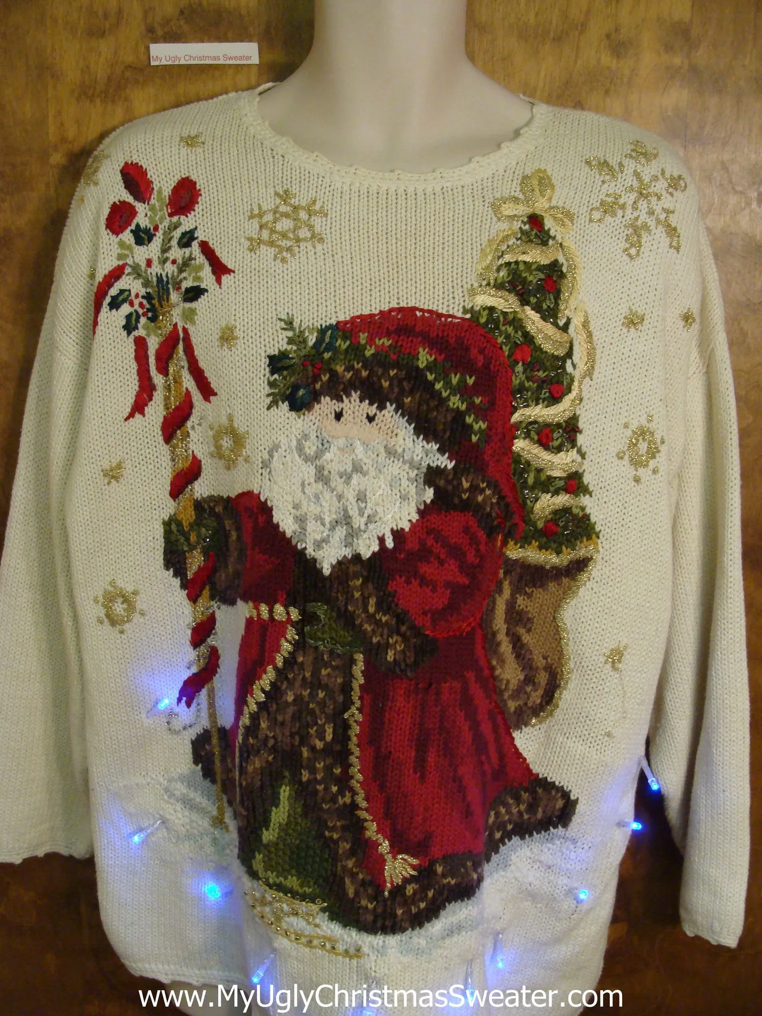 Tacky Fancy Santa 80s Xmas Sweater with Lights