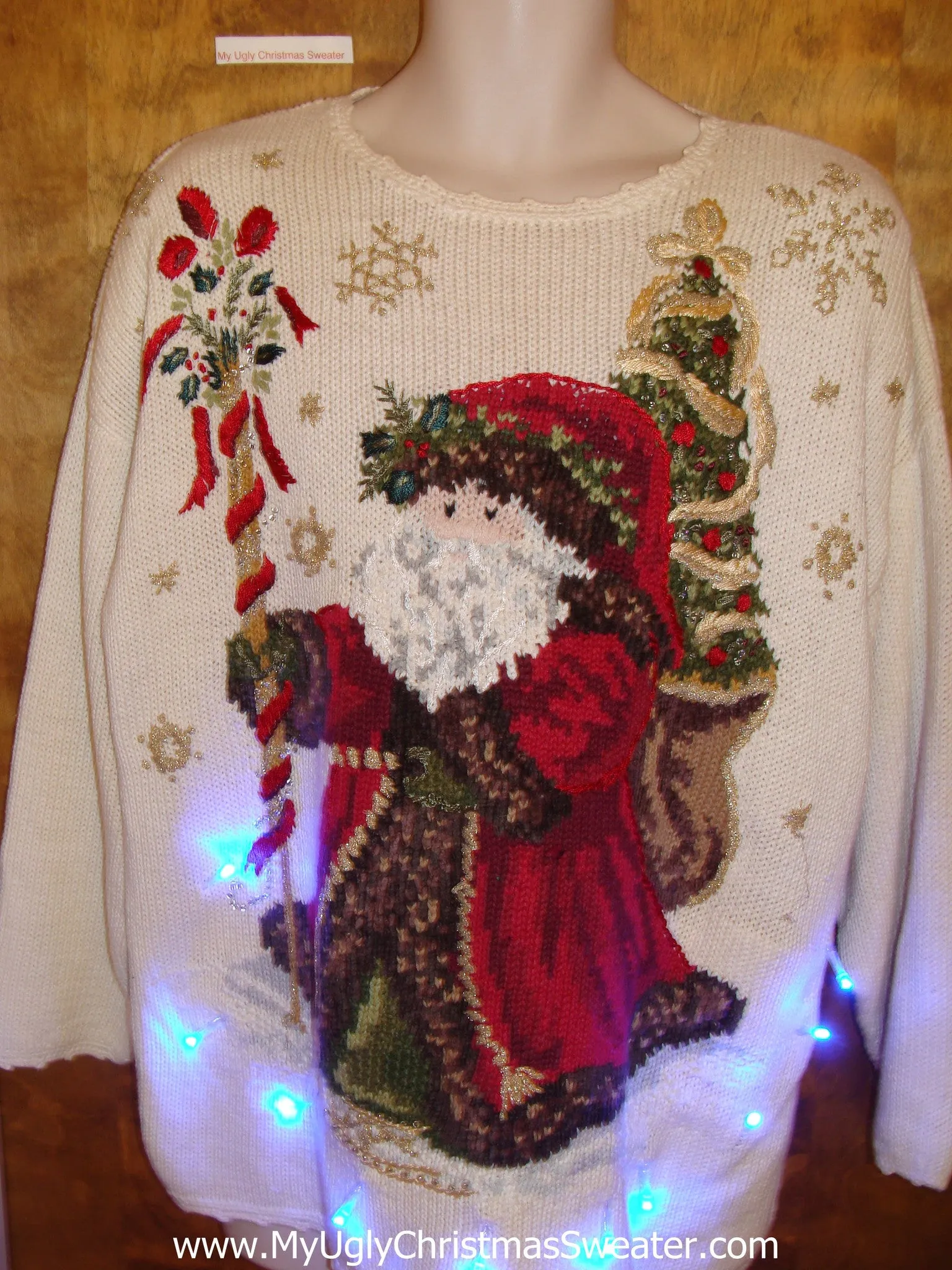 Tacky Fancy Santa 80s Xmas Sweater with Lights