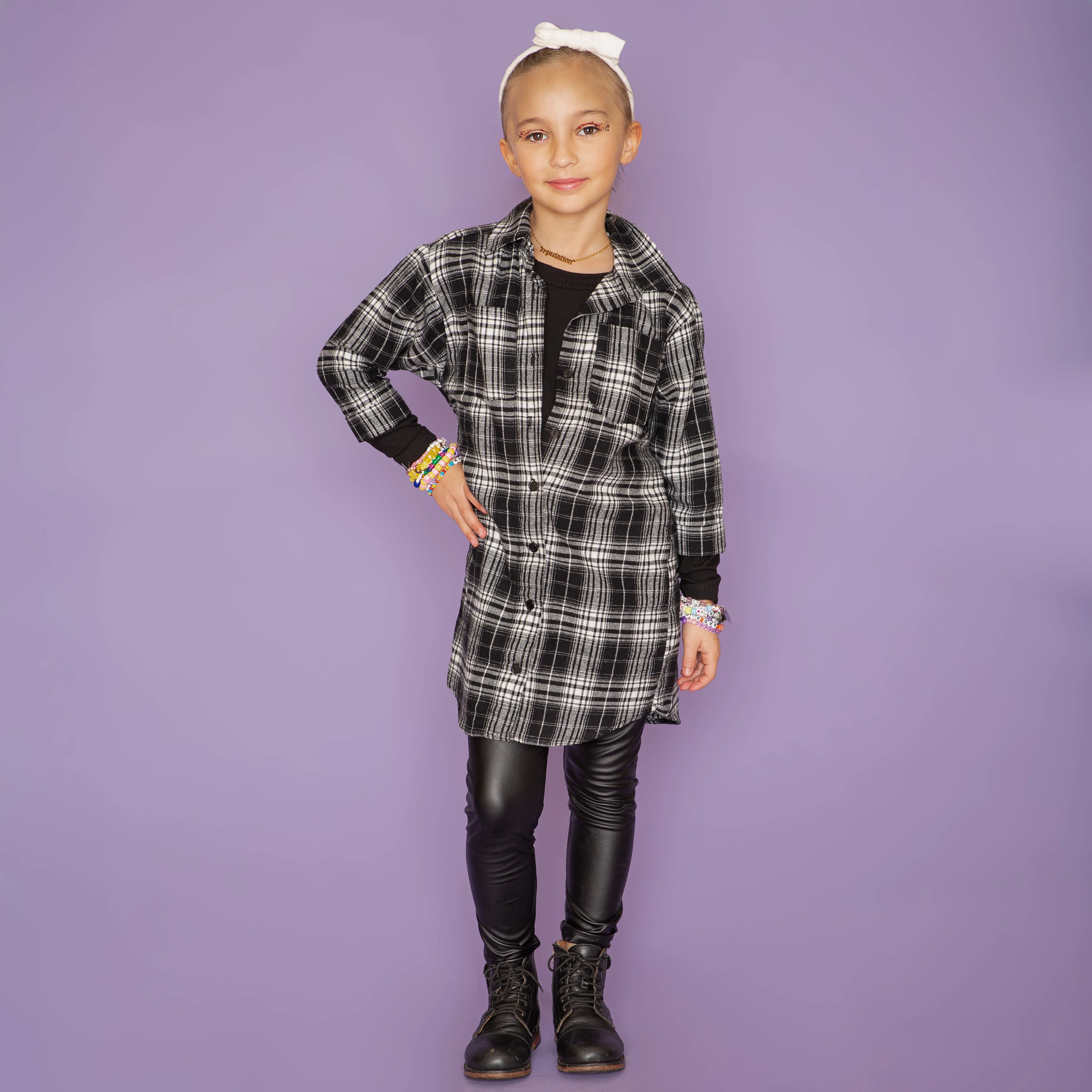 Tween Long Sleeve Plaid Jumper