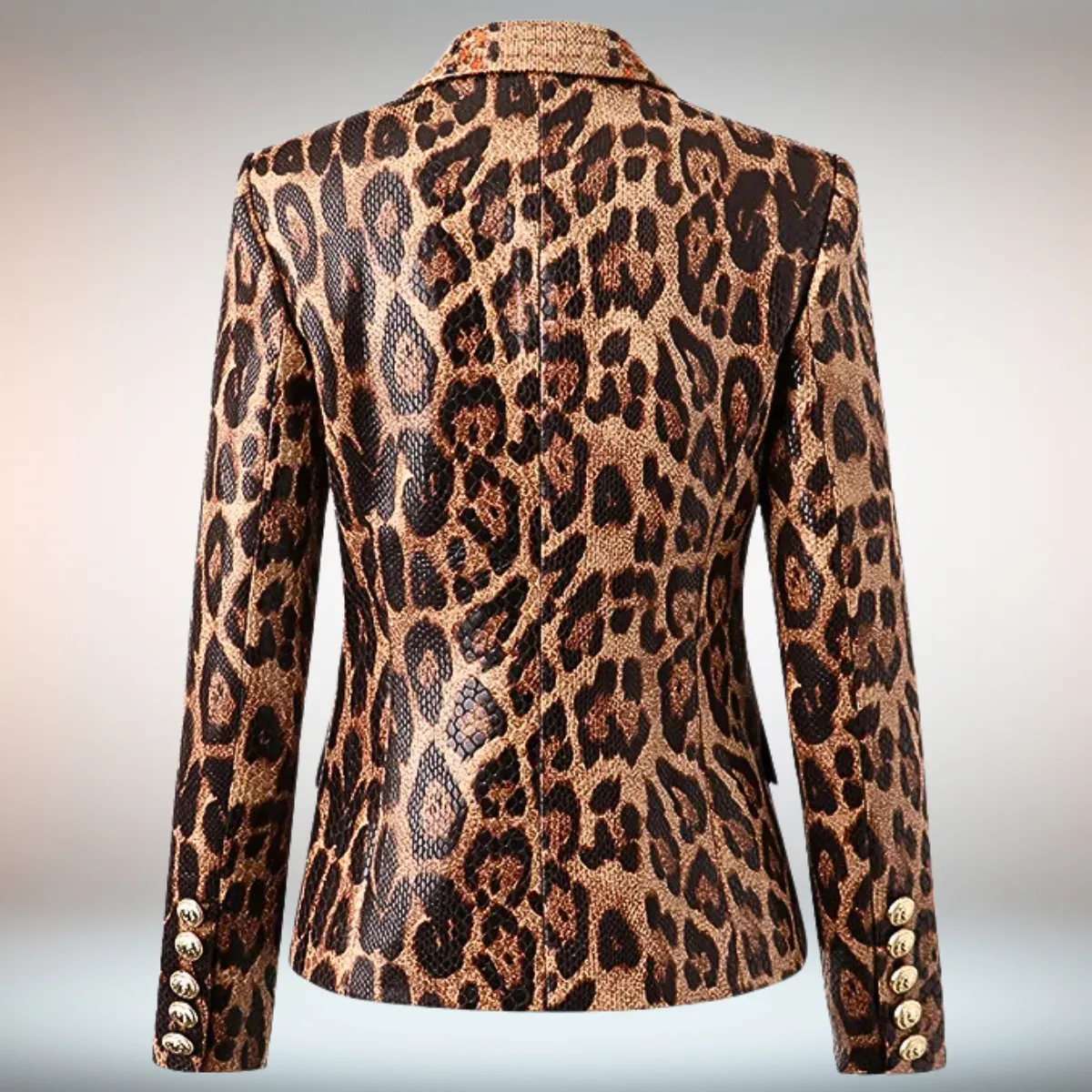 Women's Elegant Brown Faux Leather Blazer