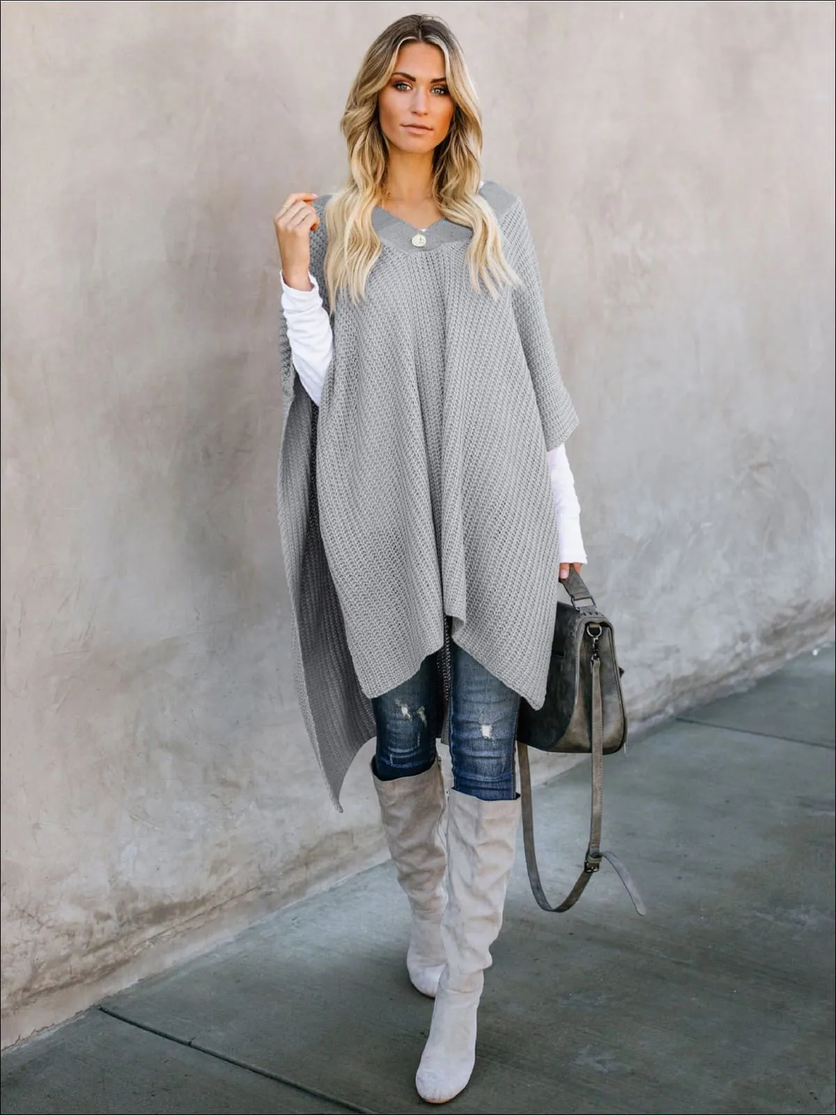 Women's Fall Knitted Pullover Poncho