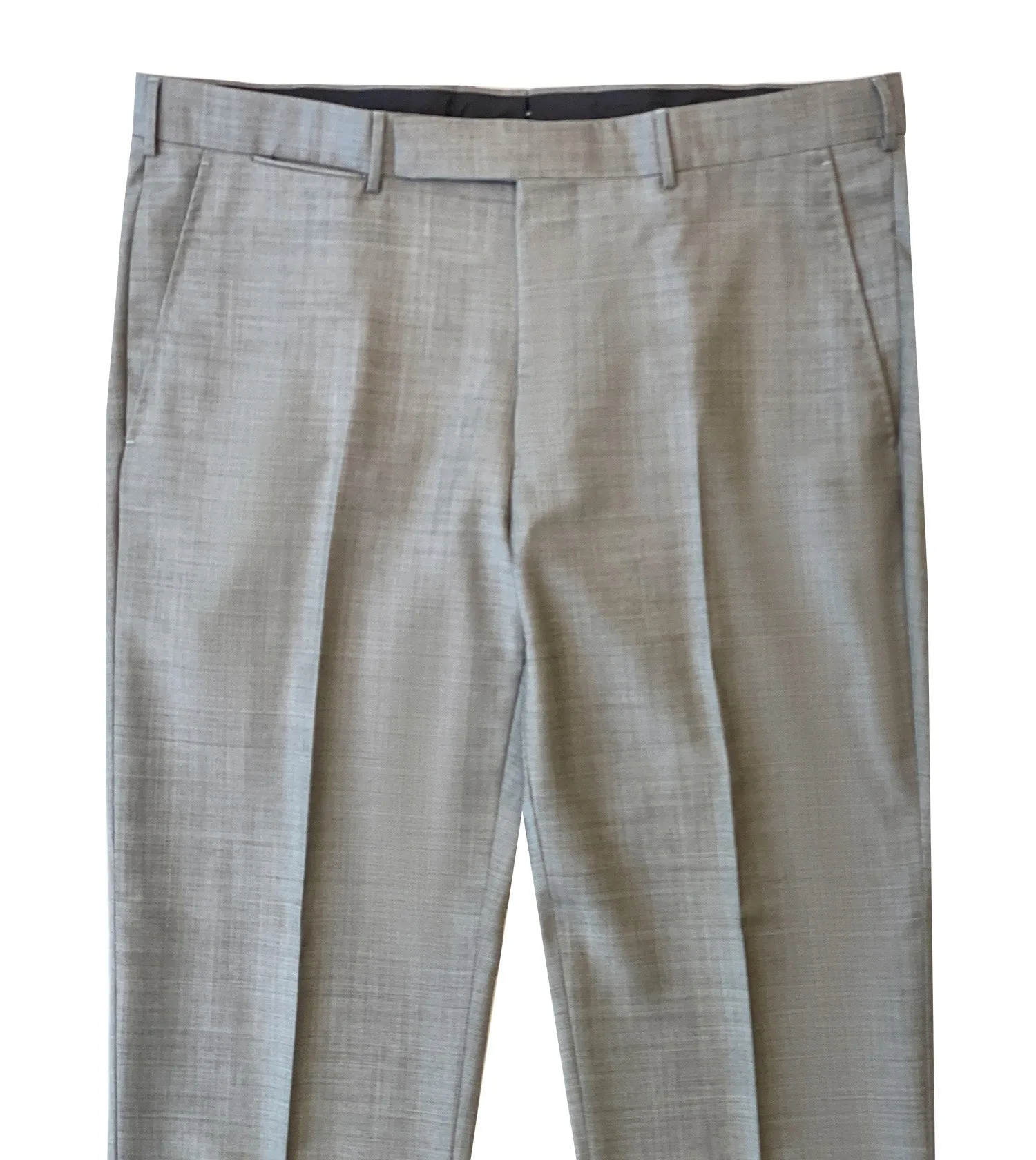 ZEGNA Grey Solid Trofeo Flat Front Pants