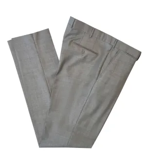 ZEGNA Grey Solid Trofeo Flat Front Pants